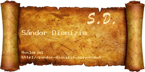 Sándor Dionízia névjegykártya